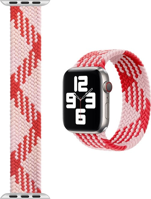 WiWu Braided Solo Loop Watchband For Apple Watch - Pink Red - سير ساعة ابل