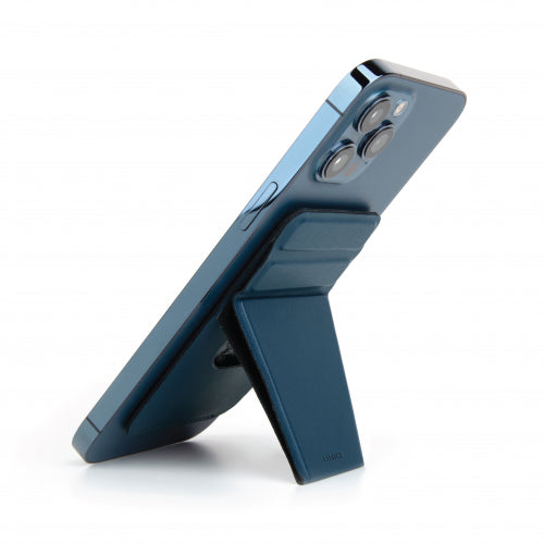Uniq Lyft Magnetic Phone Stand & Card Holder - Dark Blue - مسكة وستاند جانبي ورأسي ومحفظة للبطاقات - يونيك