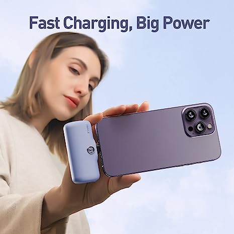 iWalk Link Me Plus Pocket Battery 4800 mAh for iPhone - Purple - بطارية متنقلة - مع شاحن ايفون - كفالة 24 شهر