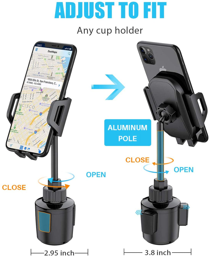 WixGear Car Cup Holder Phone Mount Adjustable Arm - ستاند سيارة - ويكس جير - القاعدة مكان الكوب - ذراع طويل