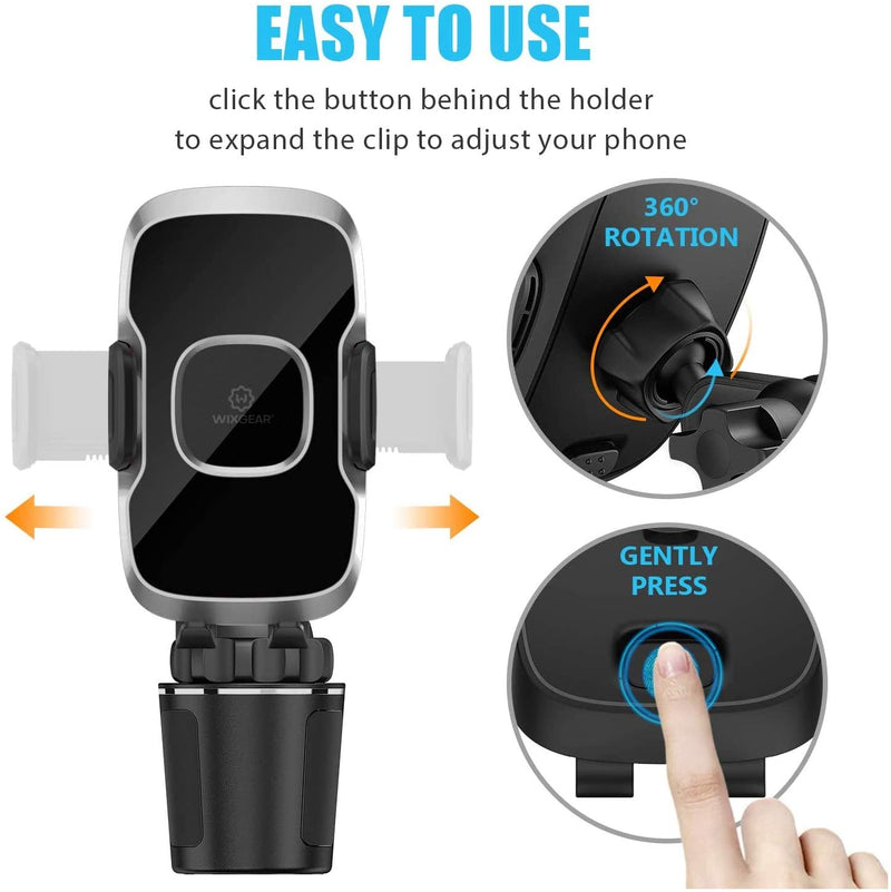 WixGear Car Cup Holder Phone Mount Adjustable - ستاند سيارة - ويكس جير - قاعدة كوب السيارة