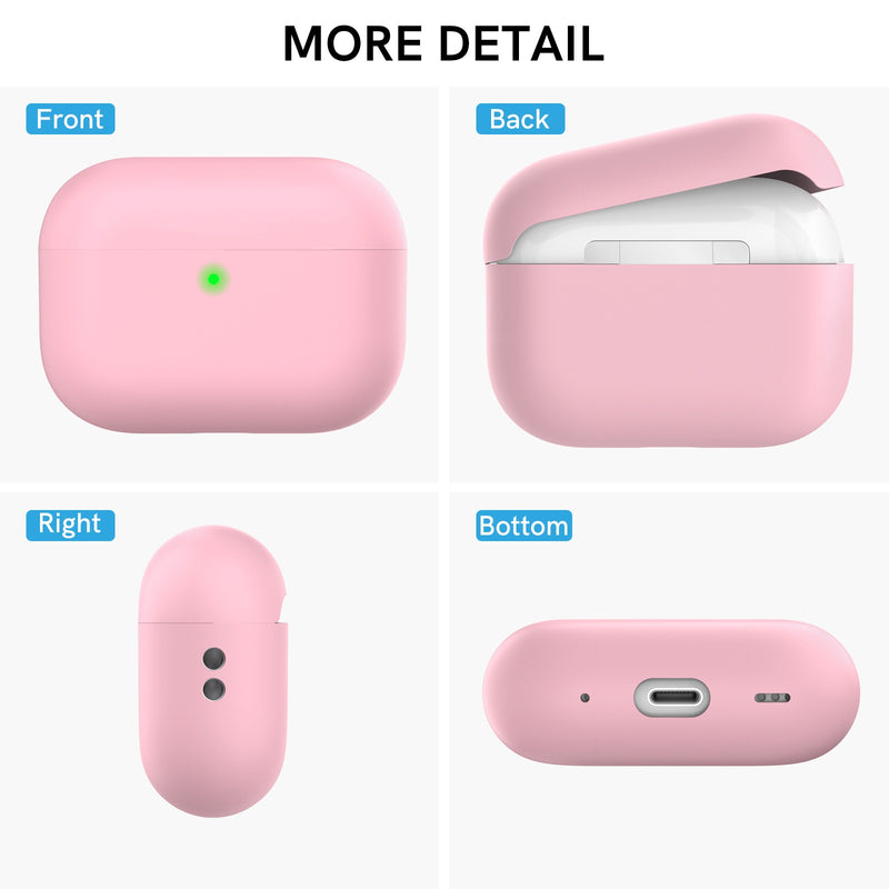 Ahastyle Silicone Case With Strap - Apple AirPods Pro 2 - 2022 - Pink - كفر حماية مع ستراب - سماعة ابل ايربودز برو 2