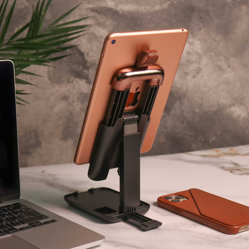 Hoco S28 Dawn folding desktop holder Stand - Black - ستاند لجميع انواع الاجهزة والايبادات - قابل للحمل والتسفيط - هوكو