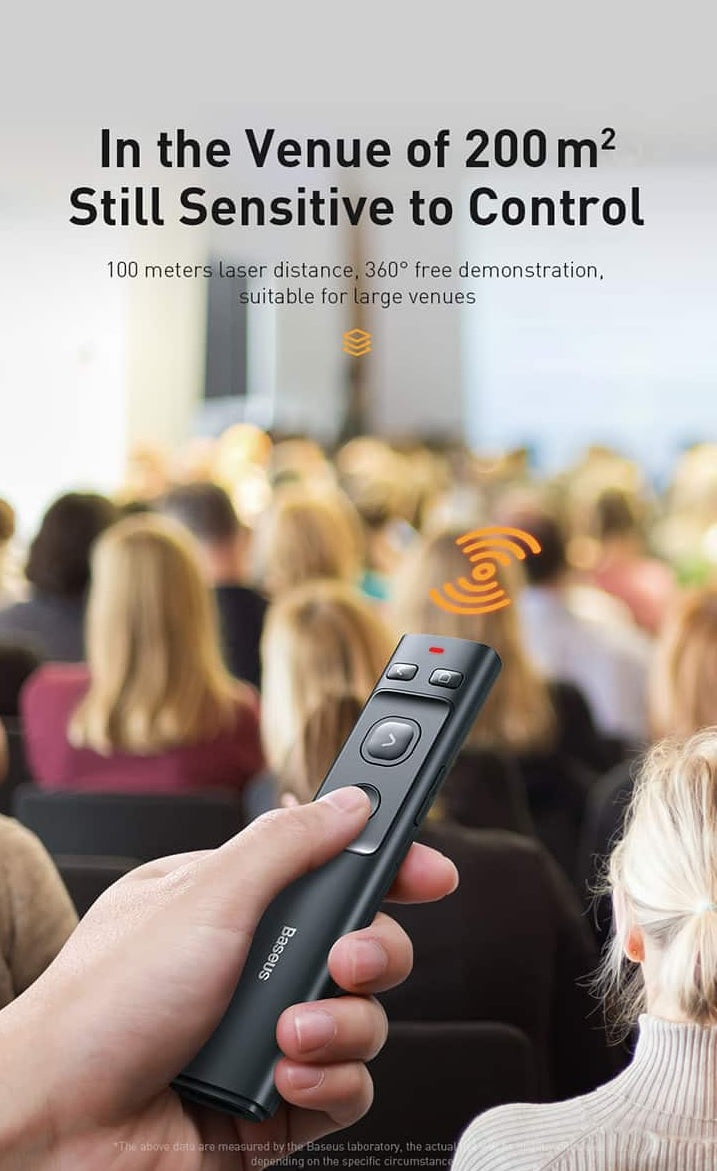 Baseus Orange Dot Wireless Presenter (Red Laser) Wireles Presenter - مؤشر ليزر - للعروض التقديمية - البرزنتيشن - مناسب لجميع انواع الاجهزة والايبادات