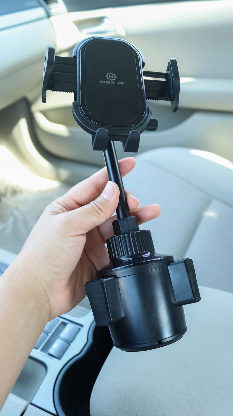 WixGear Car Cup Holder Phone Mount Adjustable Arm - ستاند سيارة - ويكس جير - القاعدة مكان الكوب - ذراع طويل