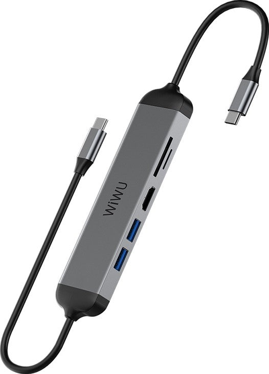 WiWu Alpha 5 IN 1 USB-C Hub A521H - وصلة تايب سي - 5 في 1 - لاجهزة الايباد برو والماك بوك -كفالة 18 شهر