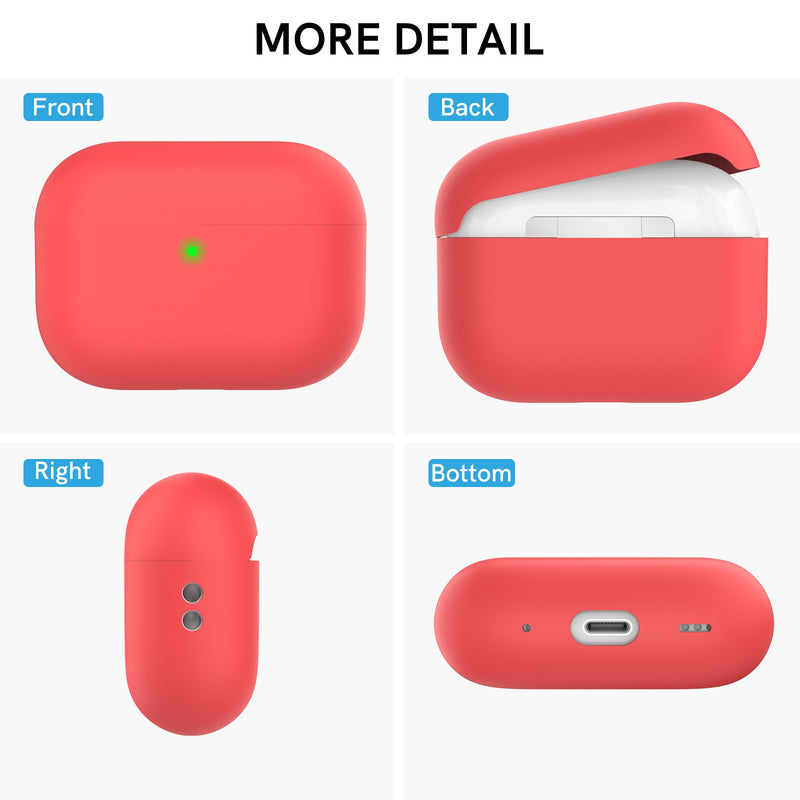 Ahastyle Silicone Case With Strap - Apple AirPods Pro 2 - 2022 - Red - كفر حماية مع ستراب - سماعة ابل ايربودز برو 2