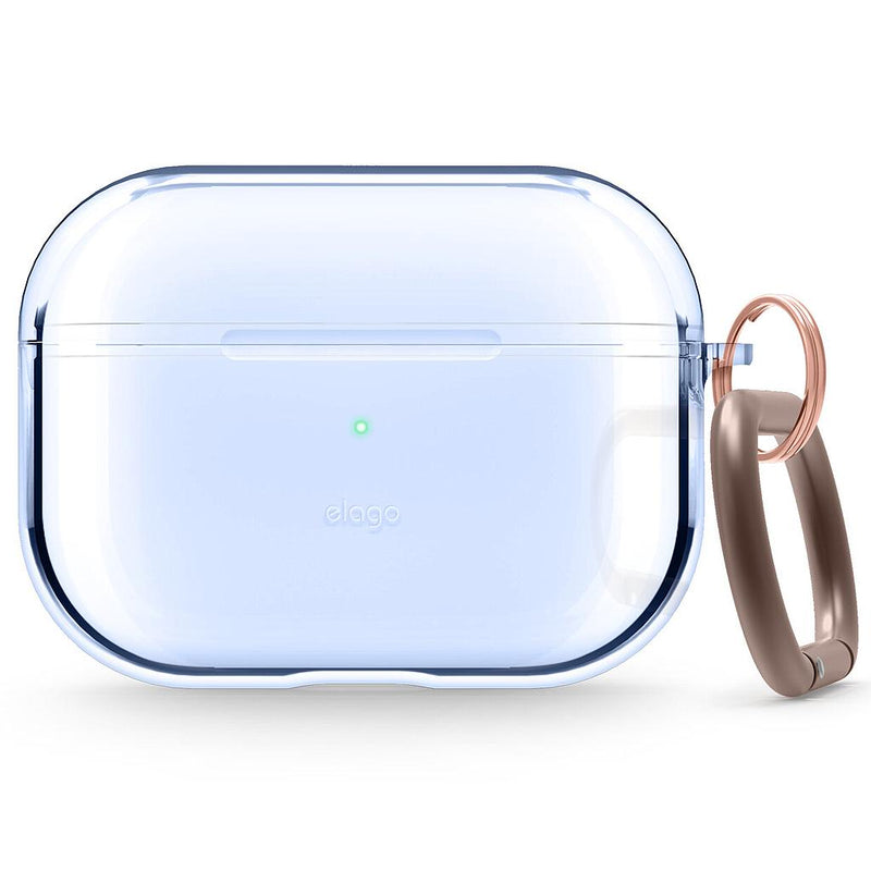 Elago Slim Hang Case for Apple AirPods Pro 1 - 2019 - Aqua Blue - كفر حماية سماعة ابل ايربودز برو - ايلاقو - مع ميدالية مفاتيح