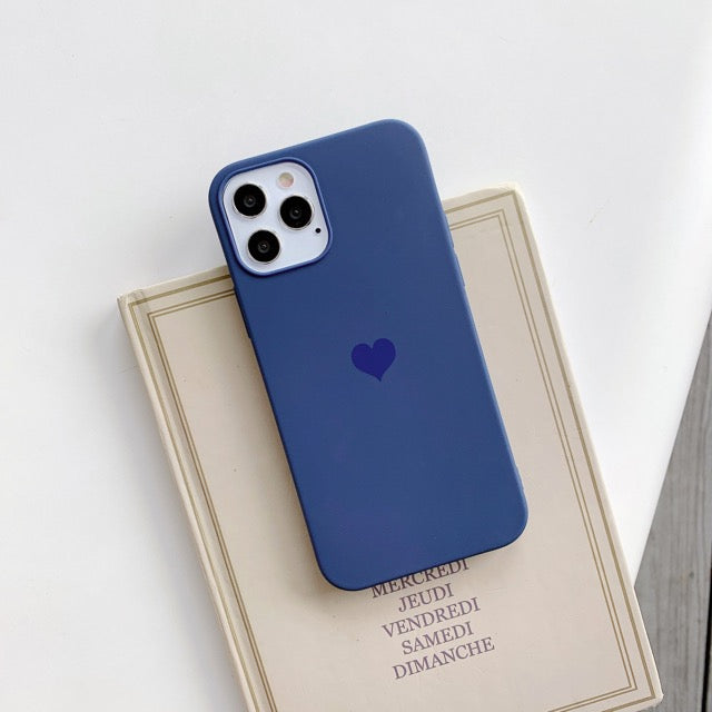 Dark Blue Love Heart Plain Phone Case