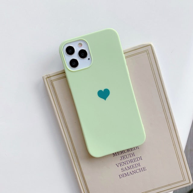 Light Green Love Heart Plain Phone Case