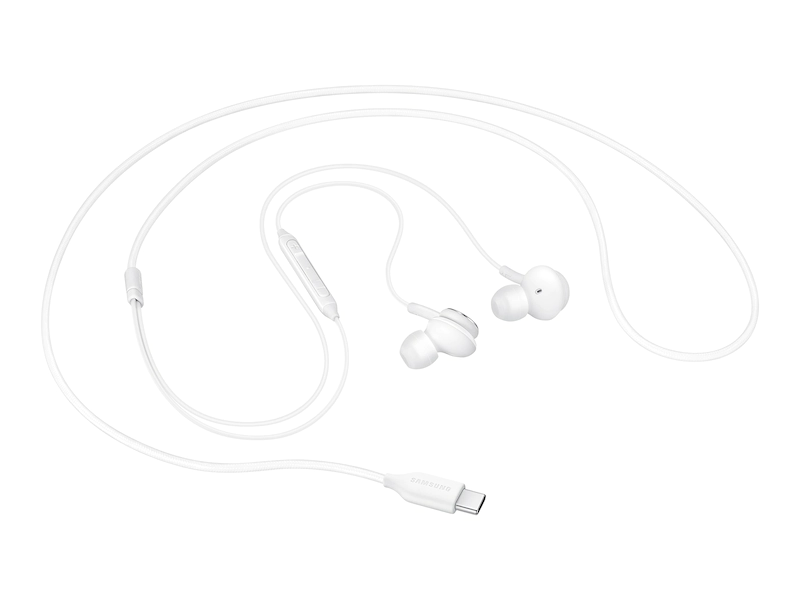 Samsung Type-C Headphones - White - سماعة اذن - تايب سي - سامسونغ - مع مايكروفون - لاجهزة الاندرويد والسامسونغ والايباد برو - كفالة 12 شهر