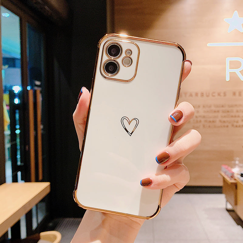 White Electroplated Love Heart Phone Case