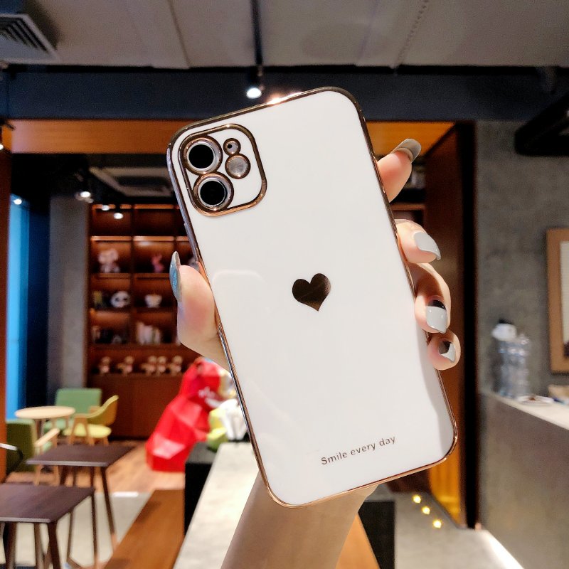 White Electroplated Love Heart Phone Case