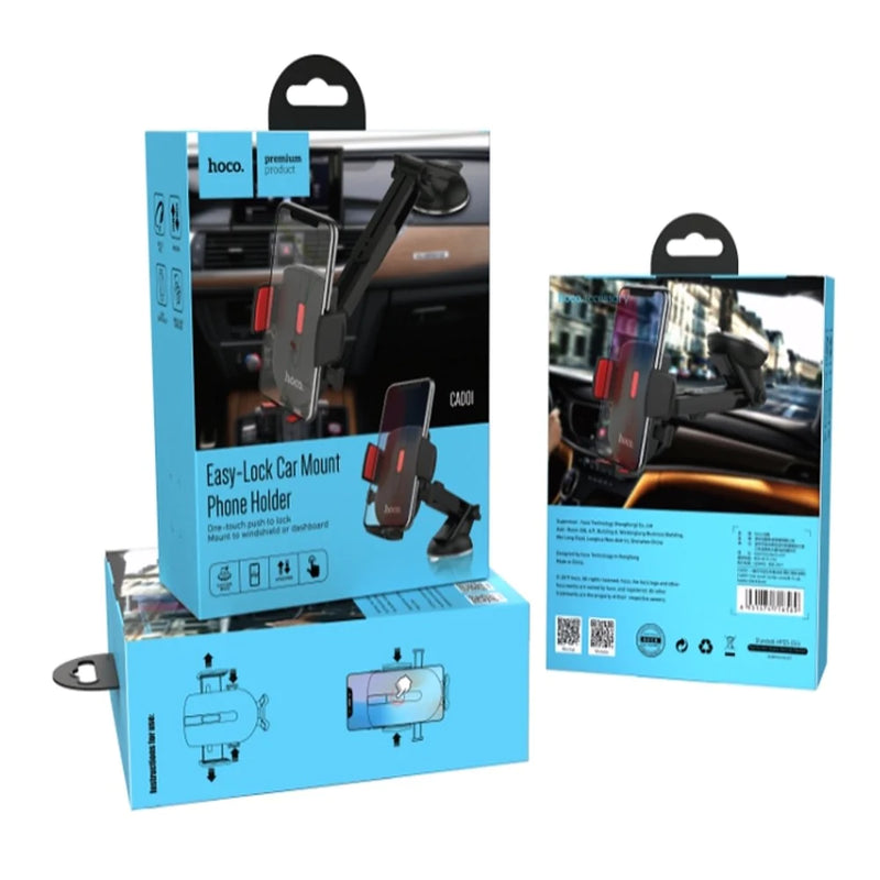 Hoco Easy-Lock Car Mount Phone Holder - ستاند سيارة - هوكو - مناسب لجميع انواع الاجهزة