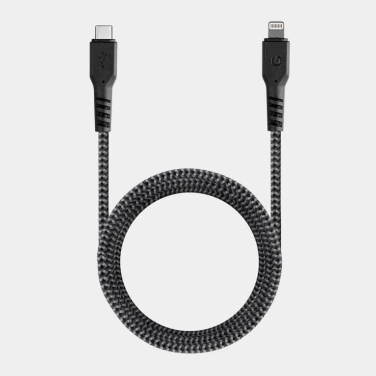 Energea FibraTough USB-C to Lightning Cable (1.5m) - Black - كيبل شحن ايفون تايب سي - انيرجيا - 1.5 متر - كفالة 5 سنين - لدعم الشحن السريع لاجهزة الايفون