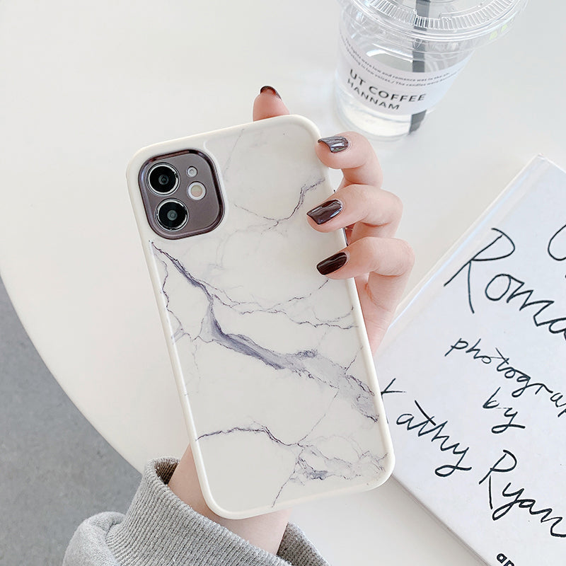 Off-White Marble Case with and Camera Lens Protection