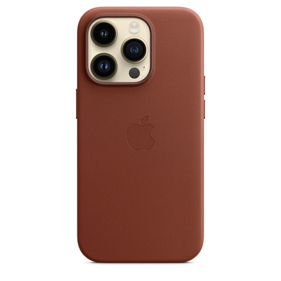 Apple iPhone 14 Pro/Pro MAX Leather Case with MagSafe - Umber Brown - كفر حماية - ابل - سيليكون - مع ماغ سيف