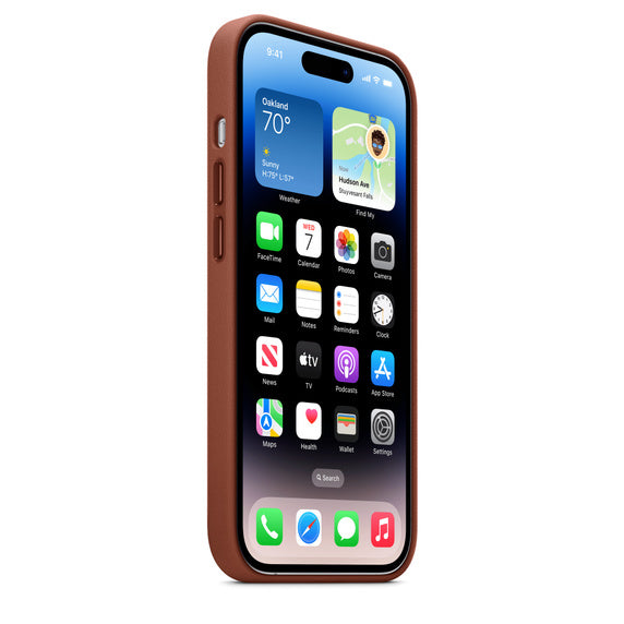 Apple iPhone 14 Pro/Pro MAX Leather Case with MagSafe - Umber Brown - كفر حماية - ابل - سيليكون - مع ماغ سيف