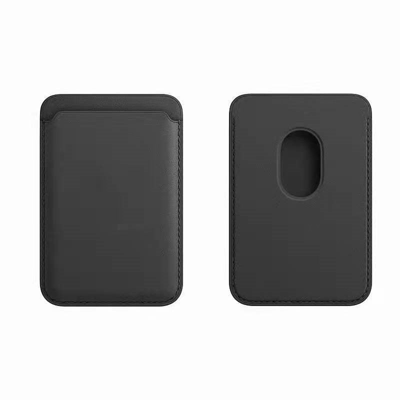 Black Case with Magnetic Wireless Charger Wallet Card Slot Holder - كفر حماية مع مكان للبطاقات يدعم الشحن اللاسلكي