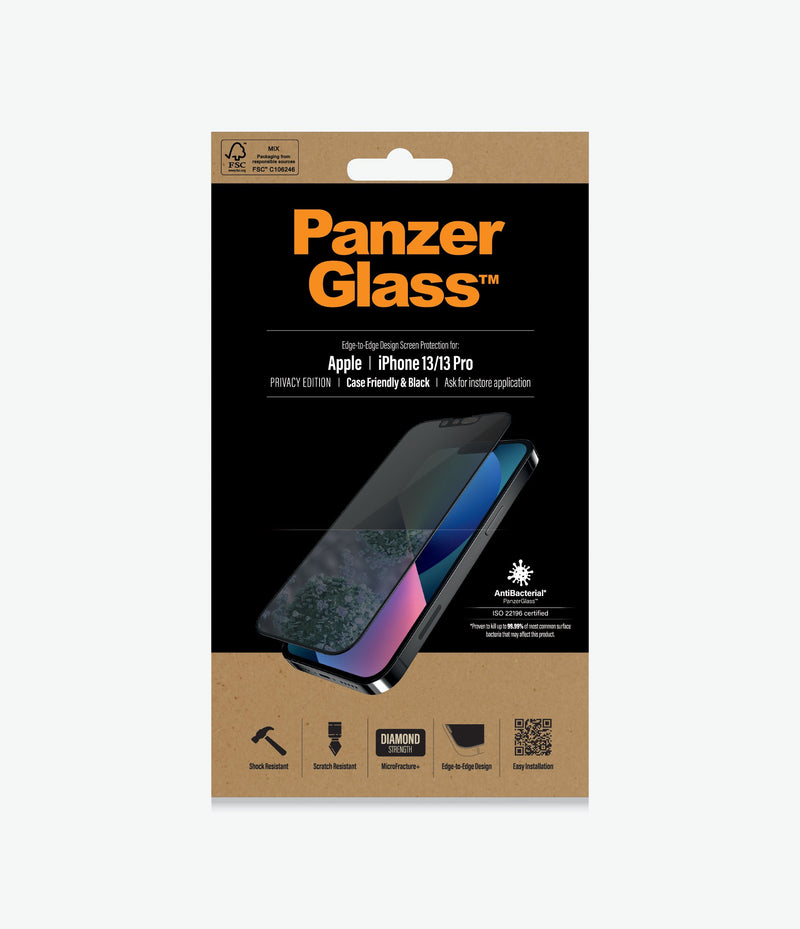 PanzerGlass for iPhone 13/13 Pro - Privacy Case Friendly - حماية شاشة خصوصية عالية الجودة - بانزر جلاس - ايفون 13 \ ايفون 13 برو