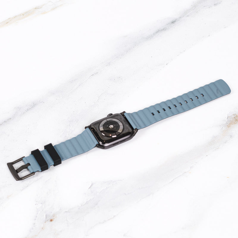 Uniq Linus Airosoft Silicone Strap for Apple Watch - Midnight Black - سير ساعة ابل - لونين