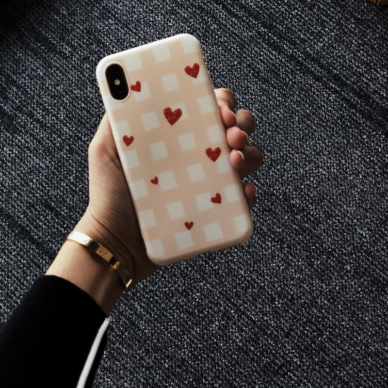 Pink Red Square Hearts Case