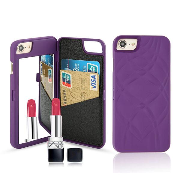 Case with Mirror and Wallet Card Slot - Purple - كفر مراية ومحفظة للبطاقات