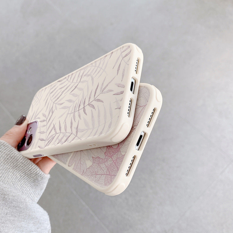 Off-White with Purple Leaf Flower Case