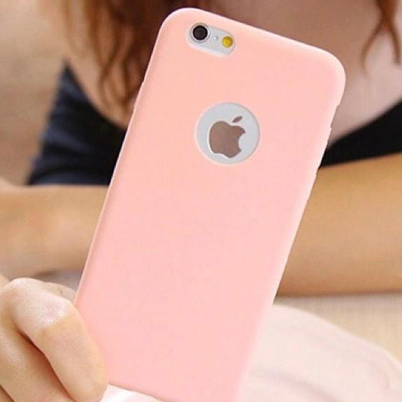 Pink Plain Case with Apple Circle