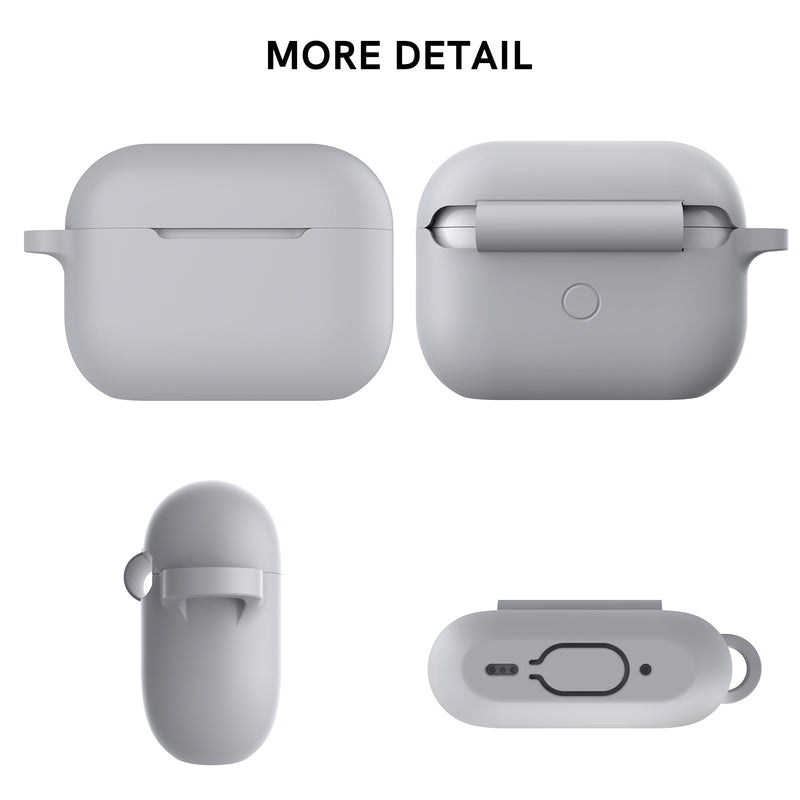 Ahastyle Silicone Keychain Case - Apple AirPods Pro 1/2 - Grey - 1/كفر حماية مع ميدالية - سماعة ابل ايربودز برو 2