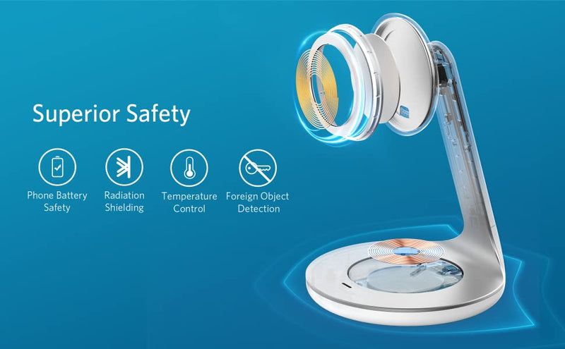 Anker PowerWave Magnetic 2-in-1 Stand Lite - ستاند شحن وايرلس لاسلكي 2 في 1 - انكر - كفالة 18 شهر