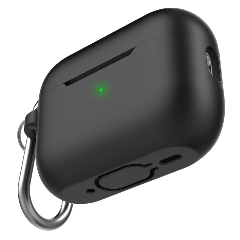Ahastyle Silicone Keychain Case - Apple AirPods Pro 1/2 - Black - كفر حماية مع ميدالية - سماعة ابل ايربودز برو 1/2