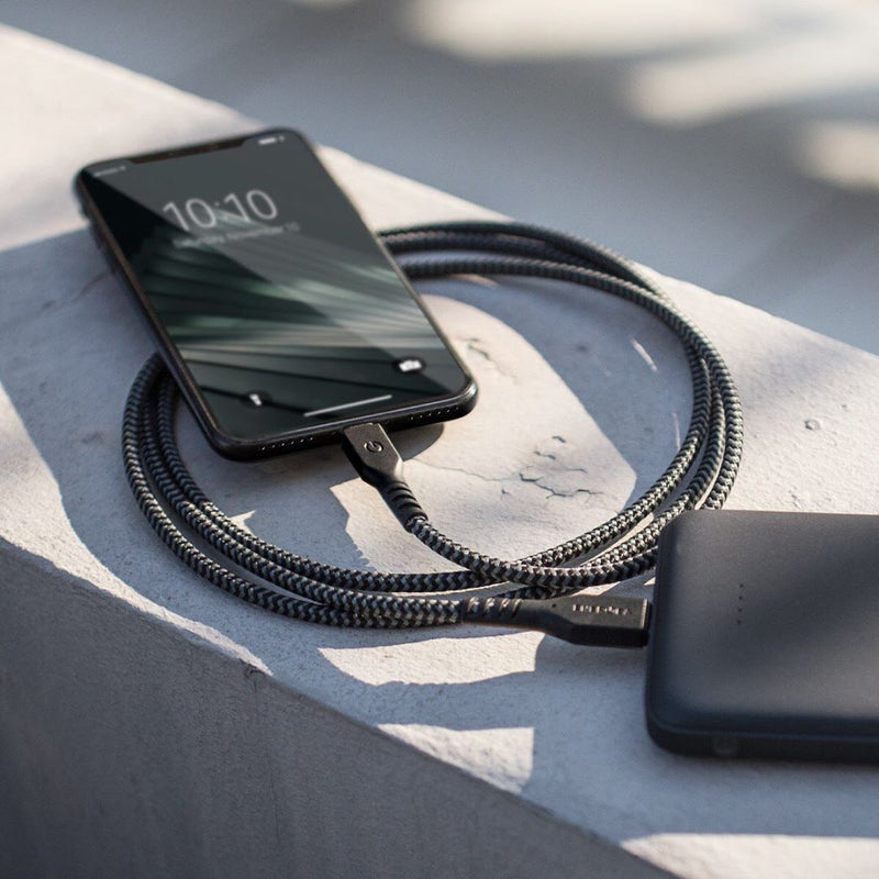 Energea FibraTough USB-C to Lightning Cable (1.5m) - Black - كيبل شحن ايفون تايب سي - انيرجيا - 1.5 متر - كفالة 5 سنين - لدعم الشحن السريع لاجهزة الايفون