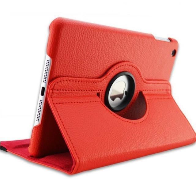 iPad Leather Case with 360 Degree Rotating Stand - iPad mini 6 - 2021 - Red - كفر حماية ايباد مع ستاند