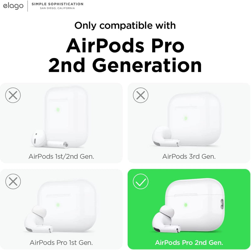 Elago  Silicone Hang Case for Apple AirPods Pro 1/2 - Black - كفر حماية سماعة ابل ايربودز برو 1/2 - ايلاقو - مع ميدالية علاقة