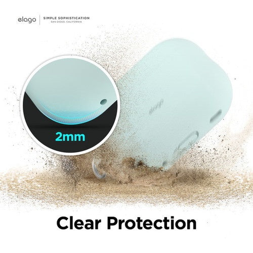 Elago AirPods Pro 1/2 Silicone Hang Case - Mint - كفر حماية سماعة ابل ايربودز برو 1/2 - ايلاقو - مع ميدالية علاقة