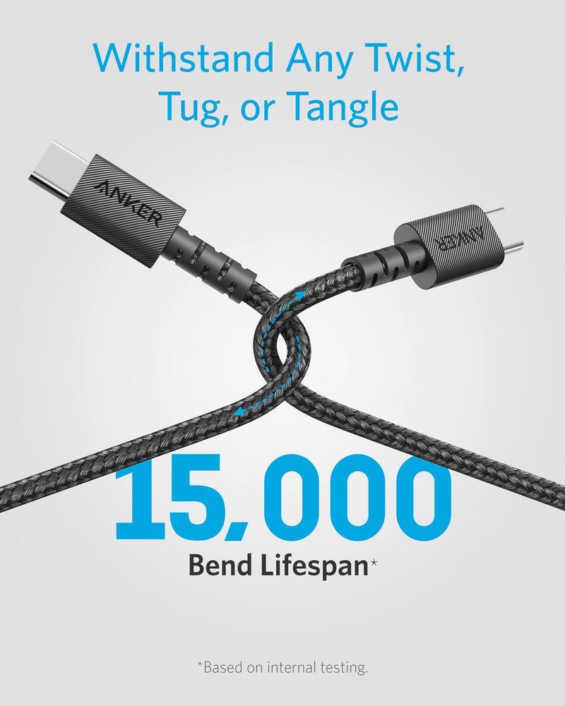 Anker PowerLine Select+ USB-C to USB-C (1.8m) - سلك شحن - تايب سي الى تايب سي - كفالة 18 شهر