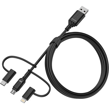 OtterBox 3-in-1 USBA-Micro/Lightning/USB-C Cable - Black [V] - سلك شحن - 3 في 1 - اوتربوكس - كفالة 5 سنين