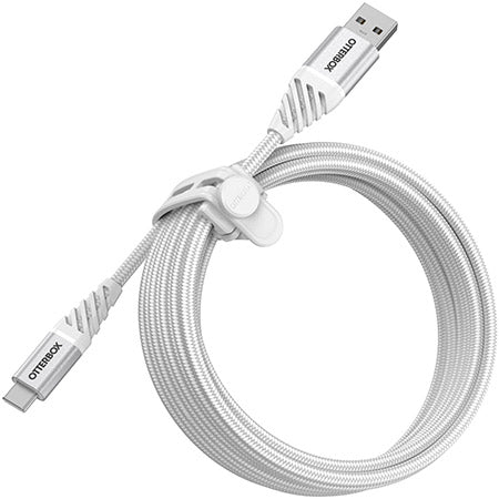 OtterBox USB-C to USB-A to Cable - Premium - 3M - White [V] - سلك شحن تايب سي - اوتربوكس - عالي الجودة مقاوم للقطع - مقاوم للقطع - طول 3 متر - كفالة 5 سنين